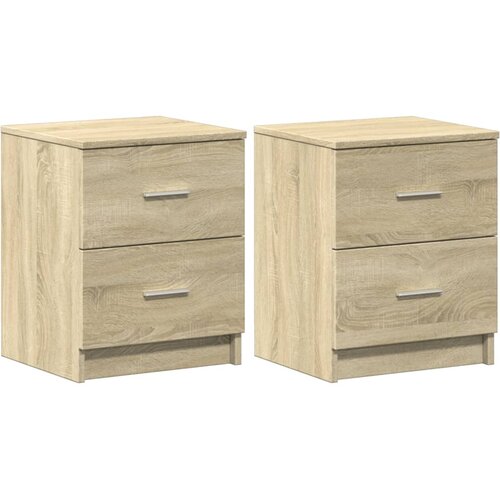  Noćni ormarići 2 kom s 2 ladice Sonoma hrast 40x36x50 cm Slike