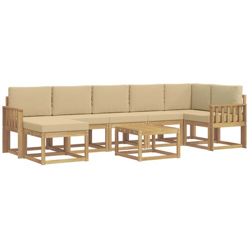 vidaXL Zunanja garnitura za sedenje 8 pcs Bela in bež Poliester, (5000281933) Cene