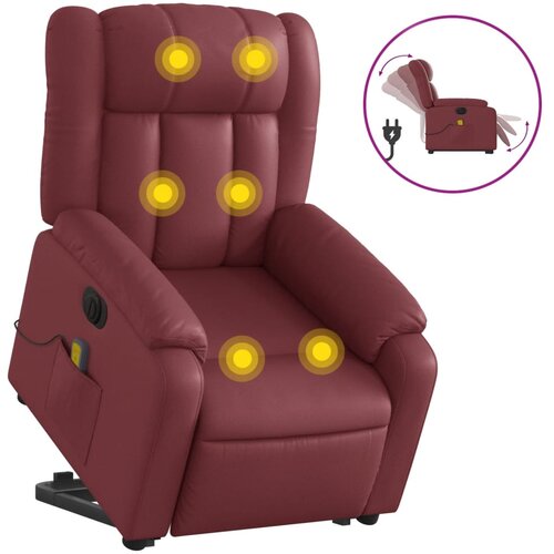 Maison Chic Električni masažni stol - Relax naslanjač s funkcijo vstajanja rdeče umetno usnje, (22061838) Cene