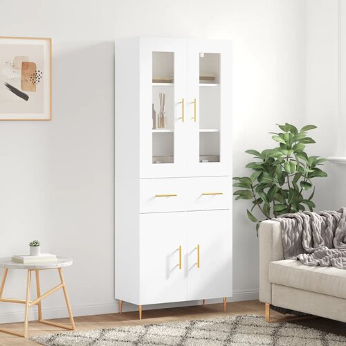  Visoka komoda bijela 69,5x34x180 cm konstruirano drvo Slike