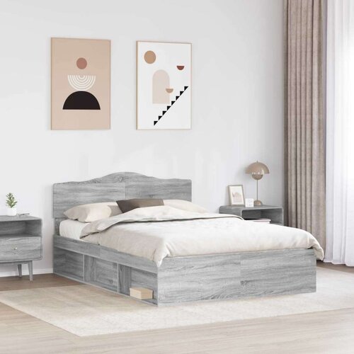  Okvir za krevet s uzglavljem Siva Sonoma 140 x 190 cm Slike