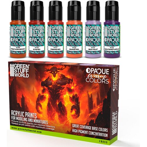 Green Stuff World Opaque Paint Set - Warm Colours | Set Akrilnih Boja x6 Cene