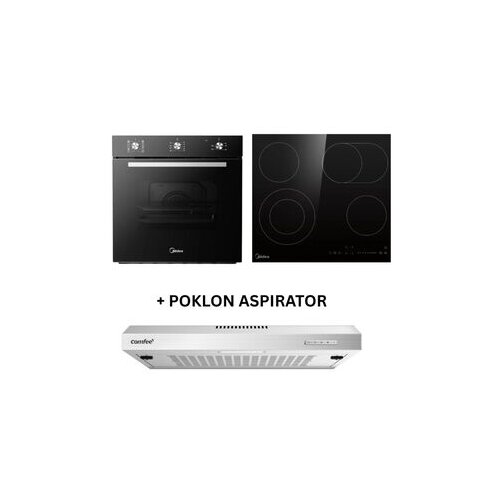 Midea Ugradna rerna MBON5M90M5-BK + Ugradna ploča MVC 662 + Poklon Comfee aspirator KWH-SLIF17SS-60 Cene
