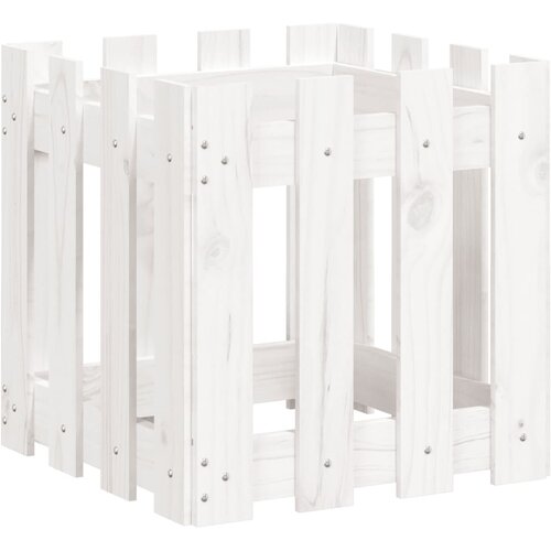  Vrtna sadilica s izgledom ograde bijela 40x40x40 cm od borovine Slike