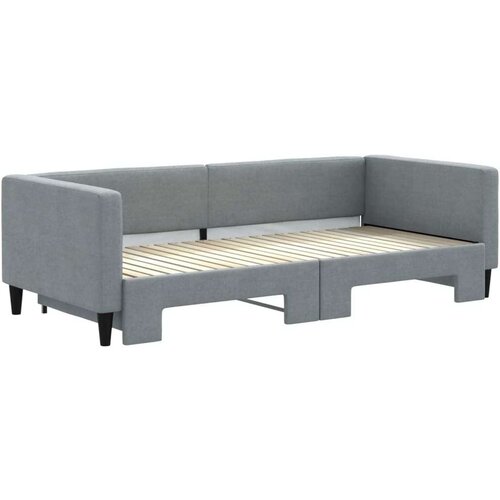 VidaXL Dnevni krevet na razvlačenje svjetlosivi 90 x 200 cm od tkanine Slike