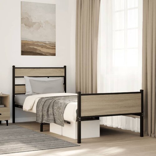 Furnova Posteljni okvir brez vzmetnice hrast 100x190 cm inženirski les, (21941476) Slike