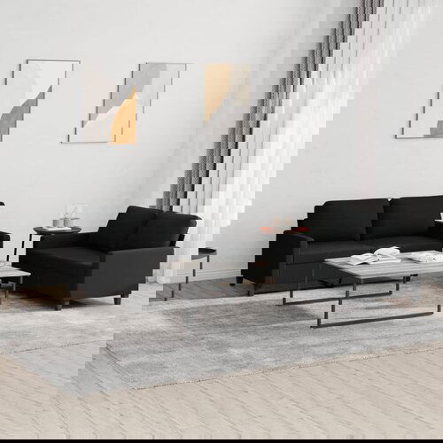 vidaXL Sedežna garnitura 2-delna z blazinami črno blago Cene