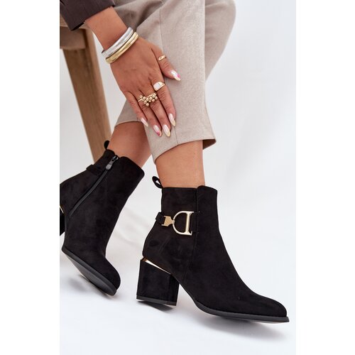 Boto Insulated women&amp;#039;s ankle boots with a heel with gold elements black Ambrine Slike