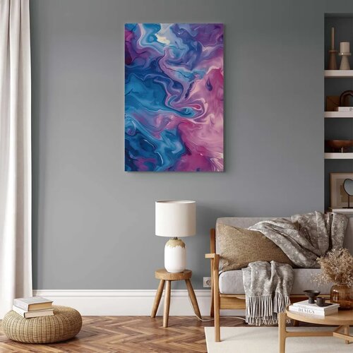  Slika - Night Flows - Abstract Waves in Shades of Blue and Violet 80x120 Slike