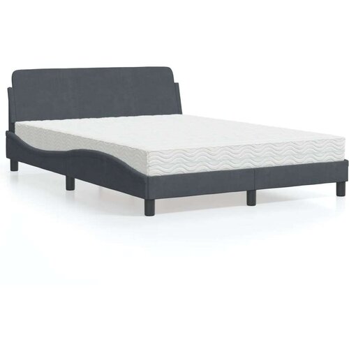 vidaXL Krevet s madracem tamnosivi 140x190 cm baršunasti Cene