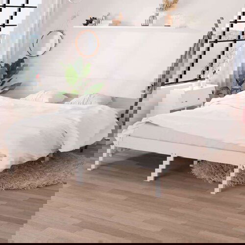  Okvir za krevet od masivne borovine bijeli 140 x 200 cm Slike