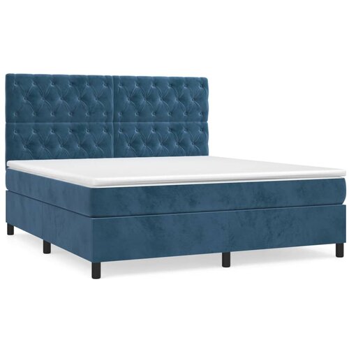VidaXL Box spring postelja z vzmetnico temno modra 160x200 cm žamet, (20894516) Slike