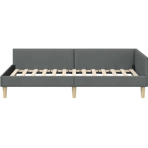 vidaXL Kotna postelja Temno siva 90 x 190 cm Tkanina in oblikovan les Cene