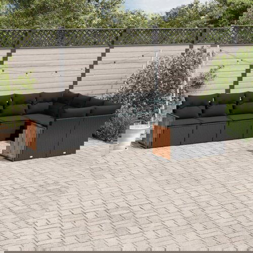 vidaXL 9-dijelni set vrtnih sofa s jastucima crni od poliratana Cijene