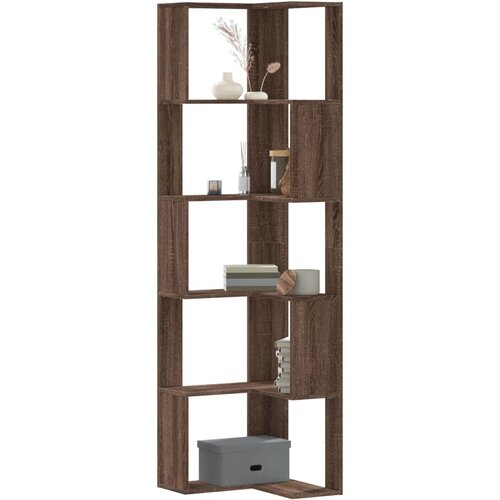vidaXL Kutni regal za knjige s 5 razine boja hrasta 50x50x179cm drveni Cijene