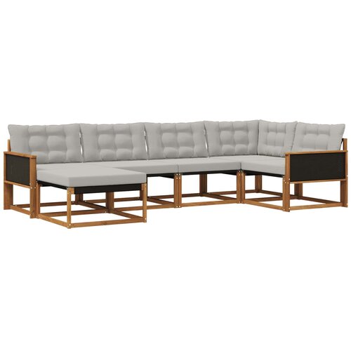 vidaXL Zunanja garnitura za sedenje 6 pcs Naravna in svetlo siva, (5000280913) Cene