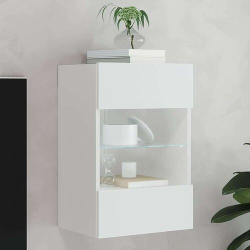  Zidni TV ormarić s LED svjetlima bijeli 40 x 30 x 60 5 cm Slike