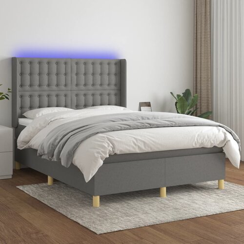  box spring s madracem LED tamnosivi 140x190 cm tkanina Slike