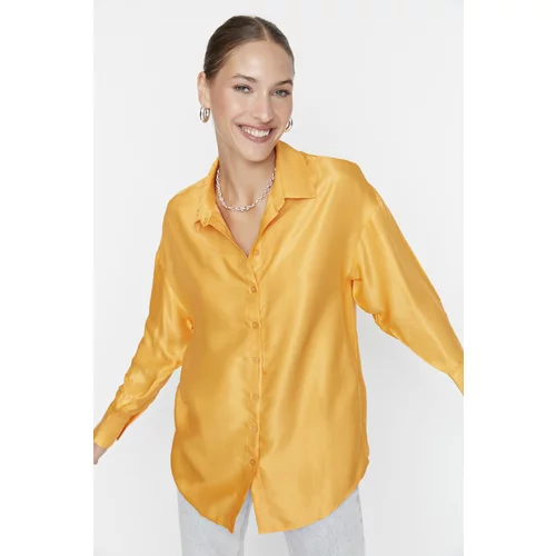 Trendyol Orange Basic Oversize Satin Shirt