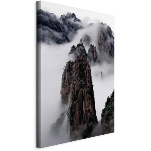  Slika - High Mountains in Mist (1-part) - Landscape of Clouds Amid Rocks 40x60 Na talijanskom platnu Cene