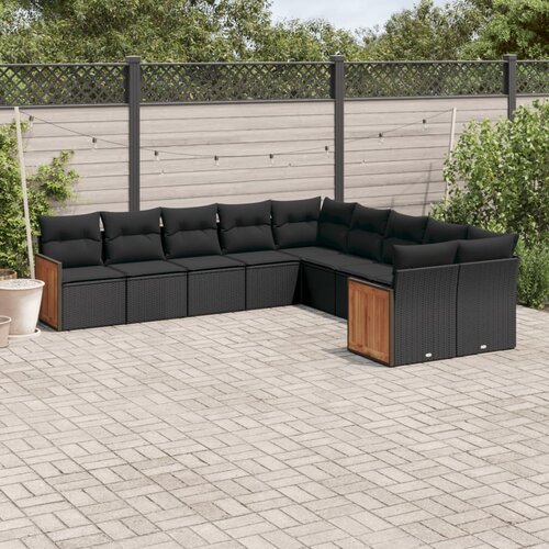 vidaXL 10-dijelni set vrtnih sofa s jastucima crni od poliratana Cijene