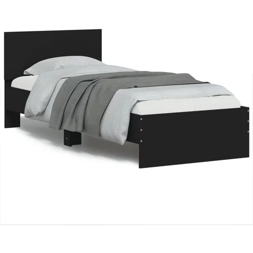  Okvir za krevet s uzglavljem i LED svjetlima crni 90x200 cm