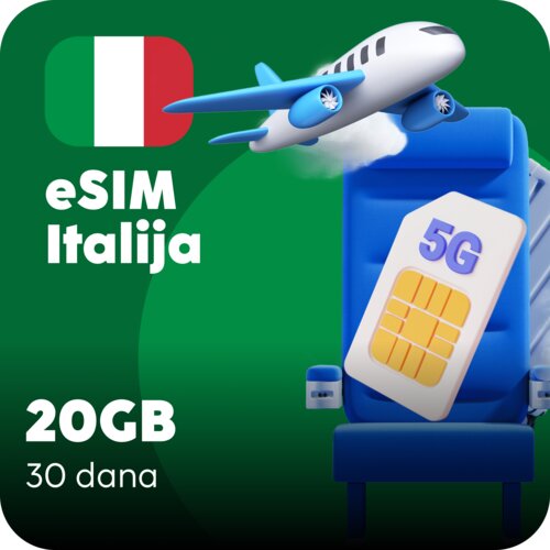 Ananas eSIM Italija eSIM kartica - 20GB prepaid mobilnih podataka za 30 dana Cene