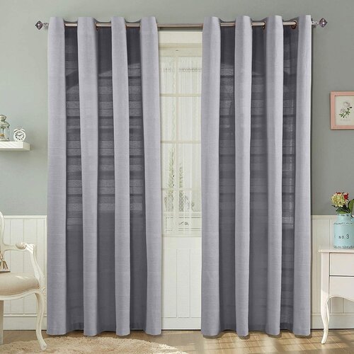 HOMESCAPES Bombažne zavese Rajput Ribbed Silver Grey - par, 167x182 cm, (20749248) Cene