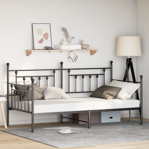 VidaXL Kreveti &amp;amp; Okviri Kreveta Crna Metal 90 x 190 cm Metalni Krevet Slike