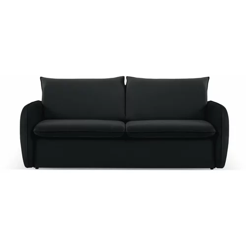 Cosmopolitan Design Črna žametna raztegljiva sedežna garnitura 214 cm Vienna –