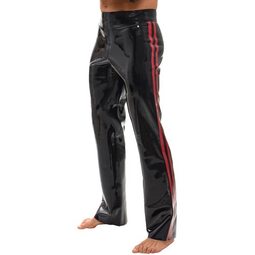 Latex Trousers with Red Stripes 2910489 Black M Cene