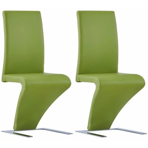  Blagovaonske stolice cik-cak oblika od umjetne kože 2 kom zelene