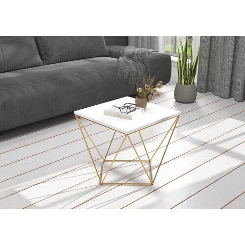 ADRK Moderna stoli� za kavu DIANA 50x50 - ZLATNA-BIJELA Cijene