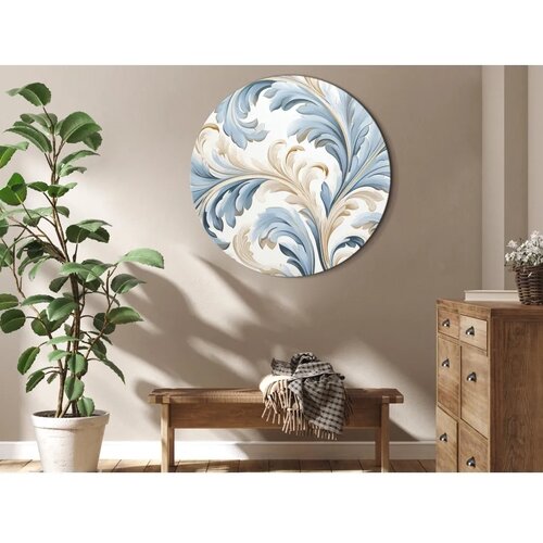  Okrugla slika - Baroque Ornaments in Light Cream-Blue Hues 40x40 Cene