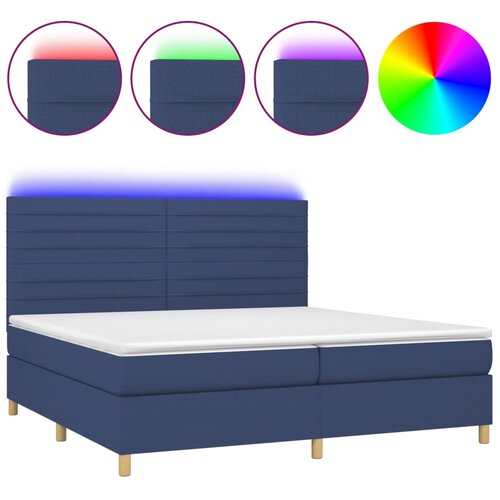 Maison Chic Box spring postelja - Vzmetna postelja z vzmetnico LED modra 200x200 cm blago SL3440, (21900219) Cene