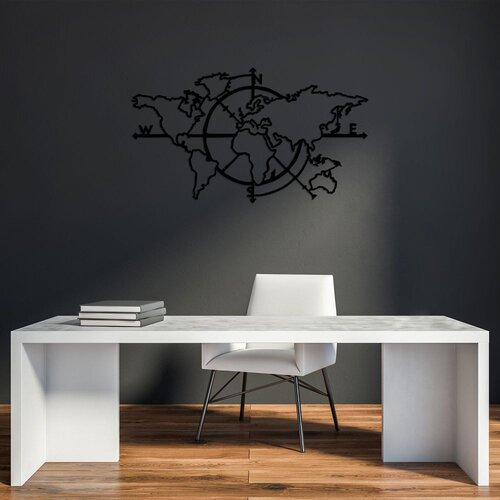Wallity Zidna dekoracija Mapa svijeta 8, 118x68cm, Crna Cene