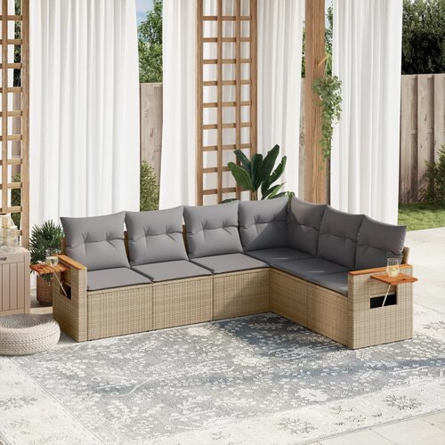 vidaXL 6-dijelni set vrtnih sofa s jastucima bež od poliratana Cijene