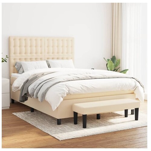 vidaXL Krevet s oprugama i madracem krem 140 x 190 cm od tkanine Cijene