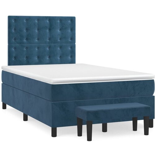  The Living Store Box spring postelja z vzmetnico temno moder 120x190 cm žamet - Box Spring Postelja, (21488596) Cene