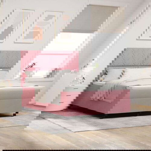 vidaXL Box Spring Krevet s Madracem Ružičasta 160x200 cm Baršun Cene