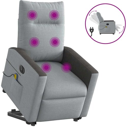 vidaXL Električni masažni naslanjač s funkcijo vstajanja svetlo siv Cene