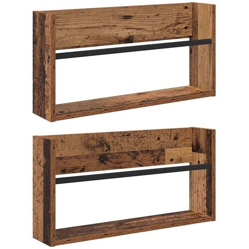  Polica za časopise s policom 2 pcs Staro drvo 60 x 12 x 30 cm Slike