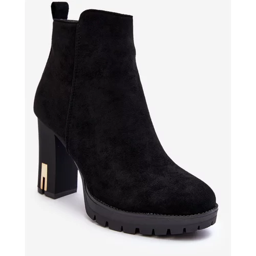Kesi Suede Classic High Heeled Ankle Boots Black Amy