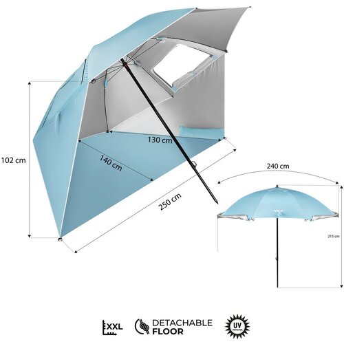 Nils Camp Senčilo in dežnik za plažo 2 v 1 Slike