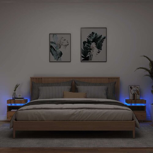  Noćni ormarići s LED svjetlima 2 kom Artisan hrast 40x39x48 5cm Cene