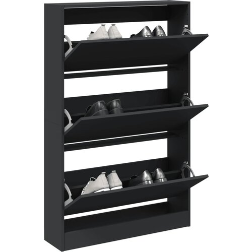 VidaXL Omarica za čevlje črna 80x21x125,5 cm inženirski les Slike