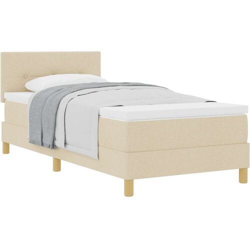  Kutija prozračni krevet s madracem krem 100x200 cm tkanina Slike