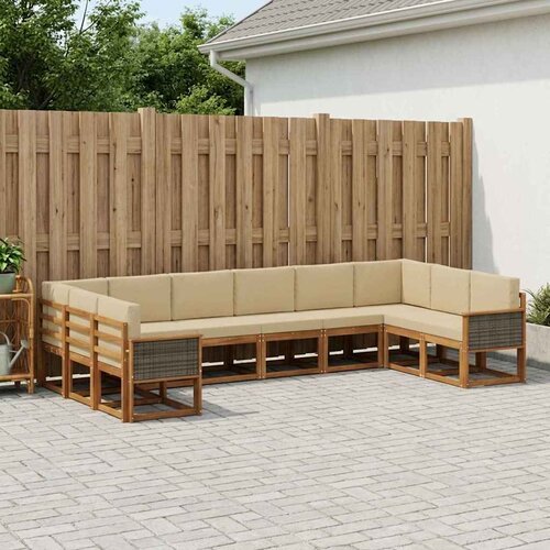  Set vanjskih sofa 10 kom. Prirodna i bež Čvrsto drvo akacije Smeđa 363 x 187,5 x 73 cm Cene