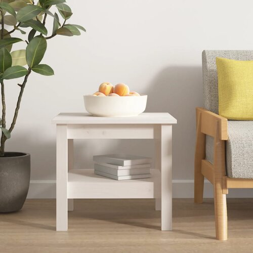 The Living Store Klubska mizica bela 45x45x40 cm trdna borovina - Klubska Mizica, (21574374) Cene