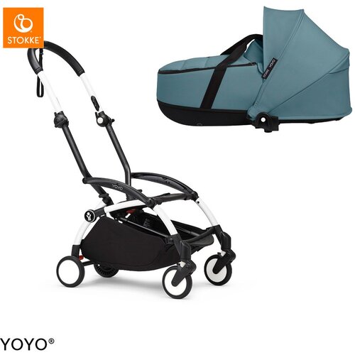 Stokke Ogrodje vozička white frame z new born shell Yoyo® aqua Cene